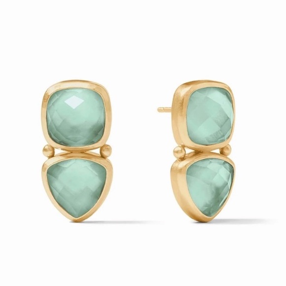 JULIE VOS • Aquitaine MIDI Earrings Iridescent Aquamarine Blue